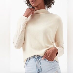 Express Mock Neck Sweater with Faux Leather Sleeves